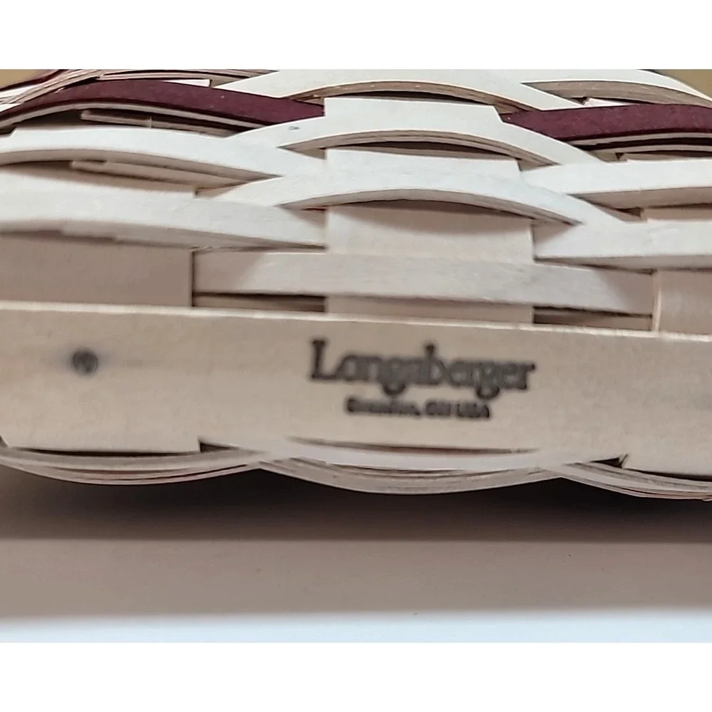 Longaberger Happy Holidays White/Red & Green Door/Flower Basket + Plastic Liner